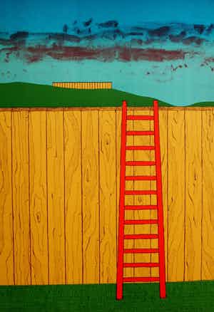 Mark Brusse - Litho: " Twee Schuttingen " - 1973 verkocht voor € 95!