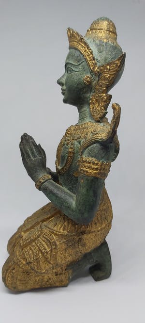 Brons (Onbekend) - Thep Phanom vrouwelijk - Gepatineerd brons, Verguld - rond 1965 kopen? Bied vanaf 85!
