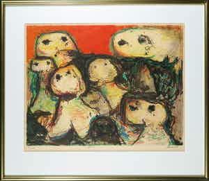 Mogens Balle - Litho, Jeu I - Ingelijst verkocht voor € 1!