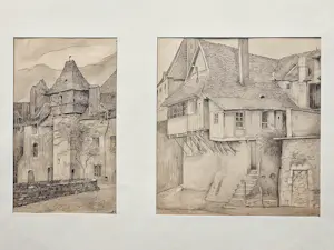Hendrik Weegewijs - 2 fraaie potloodtekeningen "Quimperle en Argenton sur Creuse" gesigneerd kopen? Bied vanaf 38!