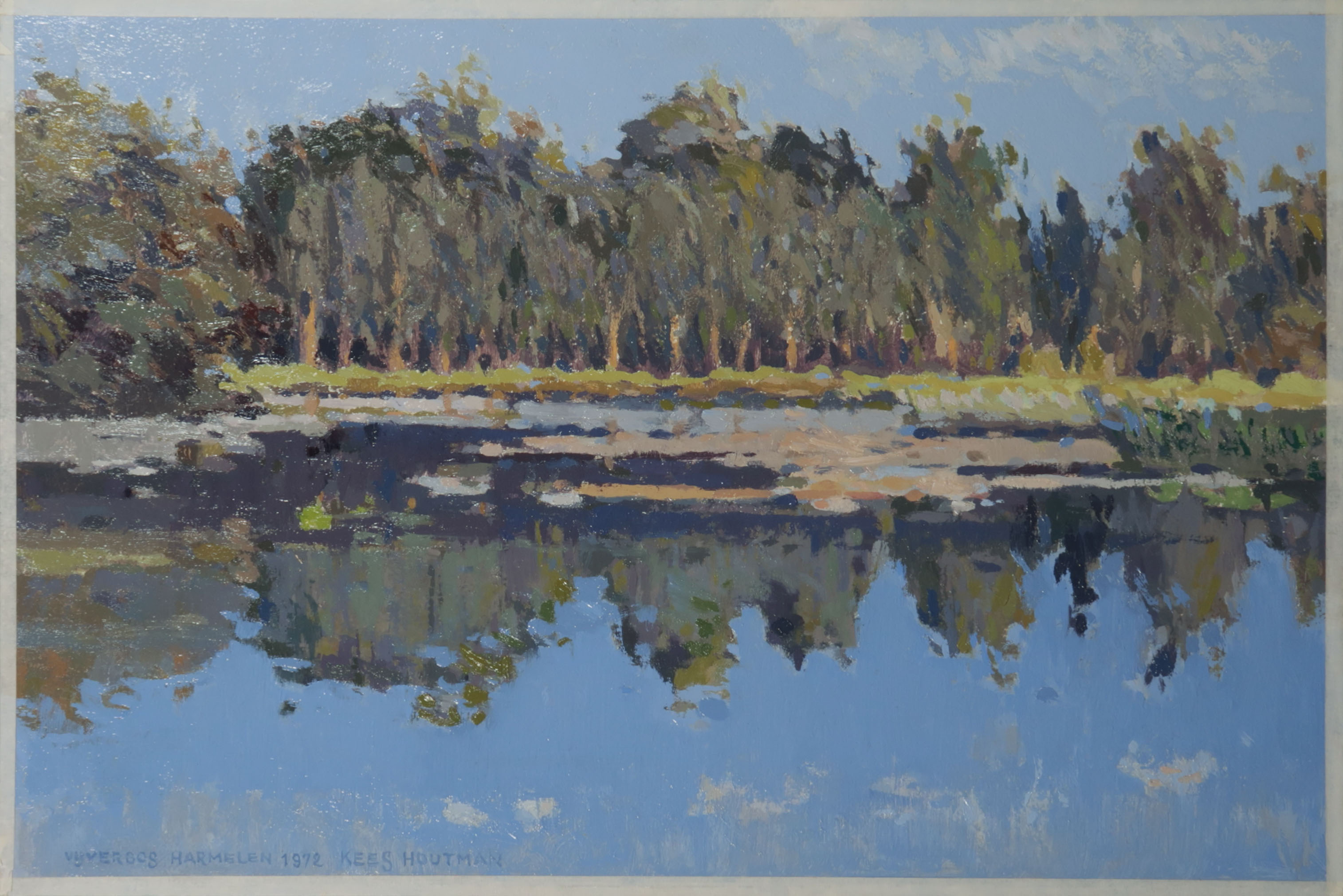 Kees Houtman - Olieverf op board, Vijverhof bij Harmelen verkocht voor € 240!