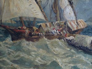 Niet of onleesbaar gesigneerd - Olieverf op doek , “Zeegezicht” – ingelijst , 69 x 89 cm kopen? Bied vanaf 10!