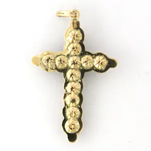 14k goud met zilver kruis hanger bezet met roos diamanten totaal circa 0.10ct kopen? Bied vanaf 285!