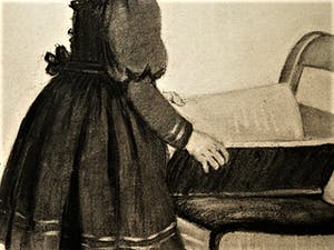 Niet of onleesbaar gesigneerd - Magnifieke rond 1900 gemaakte Houtskooltekening "Meisje leest boek" gesigneerd kopen? Bied vanaf 1!