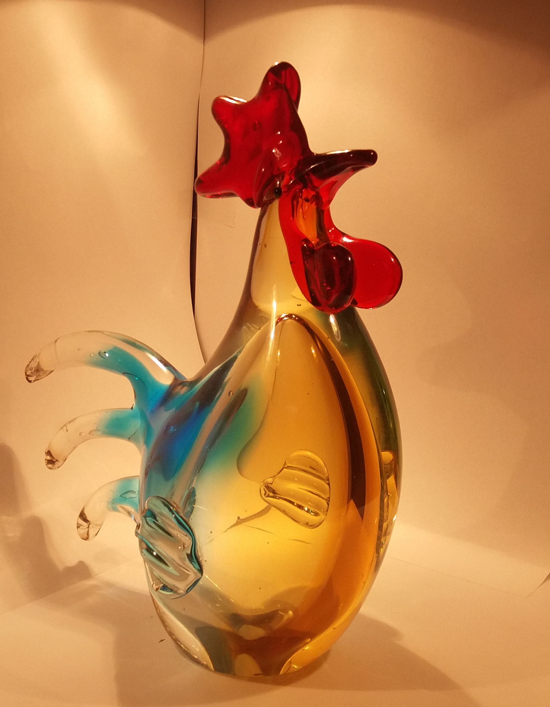 Niet of onleesbaar gesigneerd - Mond geblazen Murano haan verkocht voor € 1!