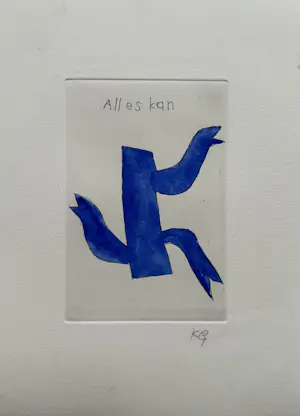 Klaas Gubbels - Unieke handgekleurde lijnets | 'Alles Kan' kopen? Bied vanaf 600!