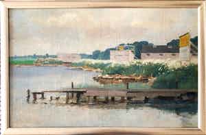 Willem Witjens - Haven aan het Braasemmermeer - Olieverf verkocht voor € 225!