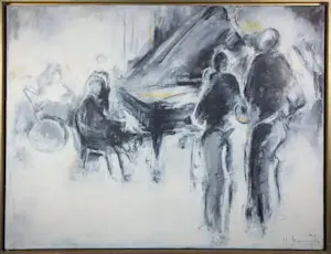 Helen Nieuwendijk - ‘Jazzcafé ‘ acryl op canvas/doek kopen? Bied vanaf 40!