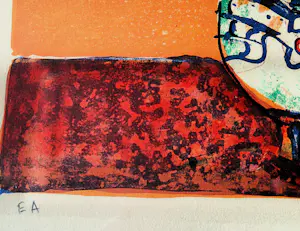 Paul Augustin Aizpiri - Groot - Epreuve d'Artiste - Kleurenlitho Bouquet au fond orange - mooi ingelijst kopen? Bied vanaf 76!