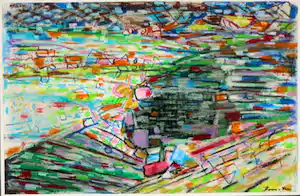 Klaas Boonstra - Gemengde techniek op papier, Abstracte compositie verkauft für € 70!