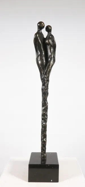 Niet of onleesbaar gesigneerd - Bronzen beeld van twee verstrengelde figuren kopen? Bied vanaf 1!