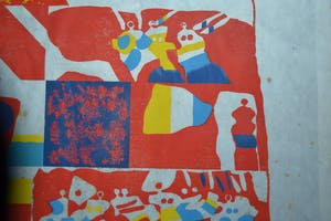 Jef Diederen - 'Rood' - Houtsnede op Japans papier. kopen? Bied vanaf 1!