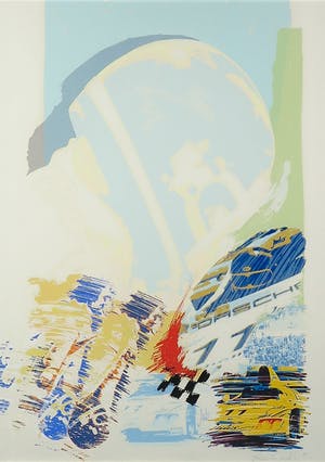 Frank Gude - Litho, Porsche - Ingelijst kopen? Bied vanaf 1!