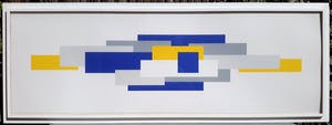 Joost Baljeu - Geometrisch abstracte compositie, zeefdruk (mooi ingelijst, groot!) kopen? Bied vanaf 995!