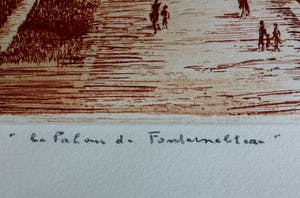 Niet of onleesbaar gesigneerd - Le Palais de Fontainebleau - ets in aluminium lijst kopen? Bied vanaf 1!