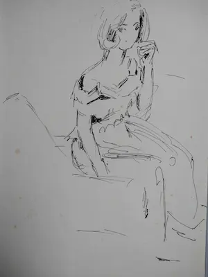 Niet of onleesbaar gesigneerd - Zittende jonge vrouw - potlood kopen? Bied vanaf 1!