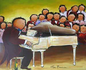 Theo Broeren - Acryl op doek, Examen (Zeer Groot) verkocht voor € 150!