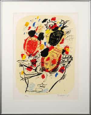 Kees Salentijn - Zeefdruk, Flores I - Ingelijst verkocht voor € 40!