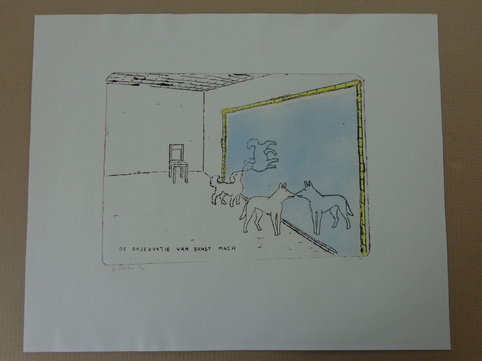 Pieter Holstein - ERNST MACH / ZW-W ETS + AQUAREL / 50x61cm / SIG / 1972 kopen? Bied vanaf 70!