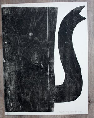 Klaas Gubbels - grote houtsnede - kan -1990 (laatste) kopen? Bied vanaf 395!