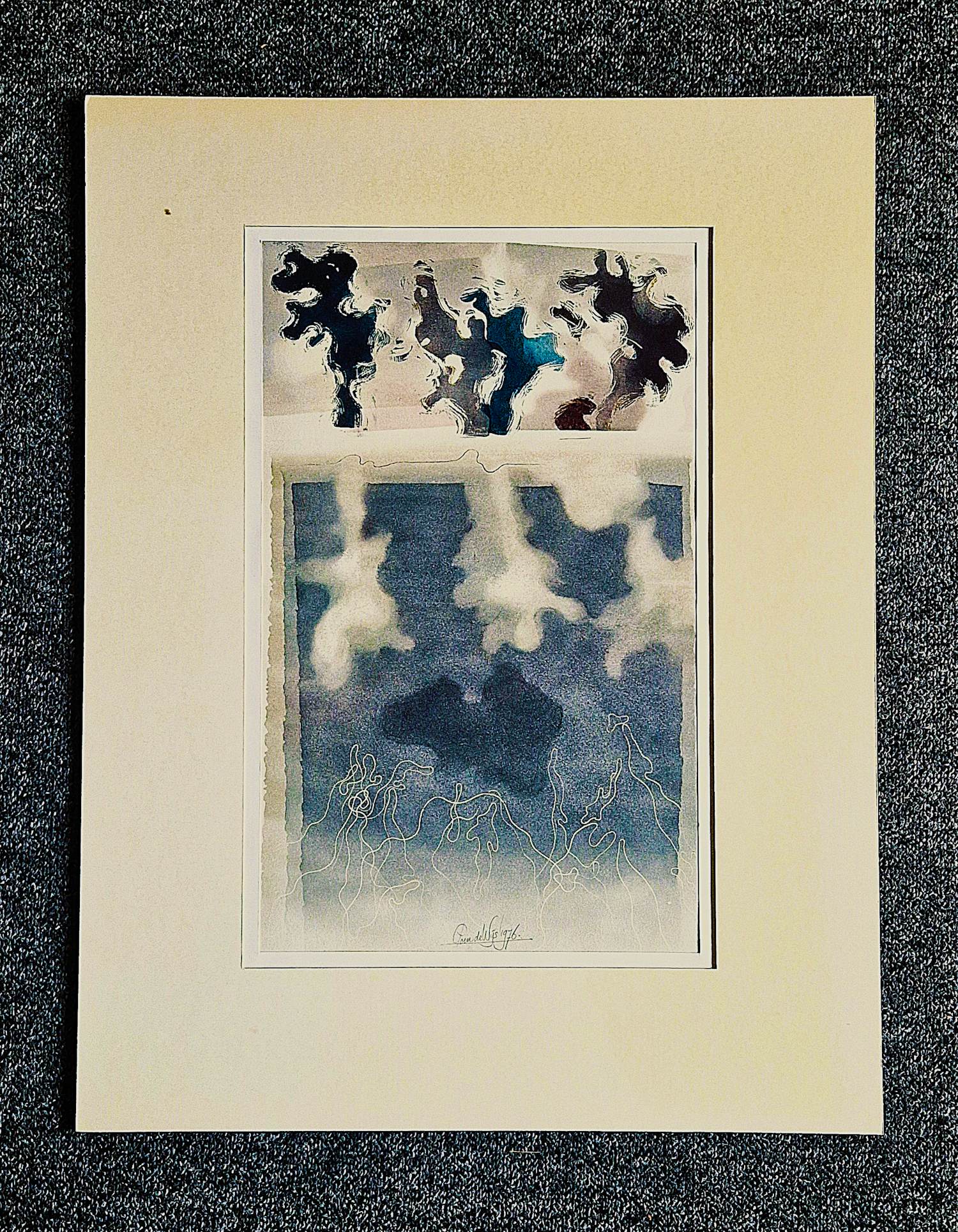 Poen de Wijs - Bijzondere (want abstract) Aquarel -1976- "on-volledig droombeeld"potloodgesign. kopen? Bied vanaf 56!