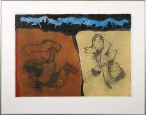 Ru van Rossem - Ets en aquatint, Paarden dressuur - Ingelijst verkocht voor € 80!