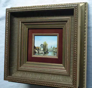 Jens Joppe - Miniatuurschilderij “Dorpje” , olieverf op panneel - ingelijst – 7 x 9 cm. kopen? Bied vanaf 100!