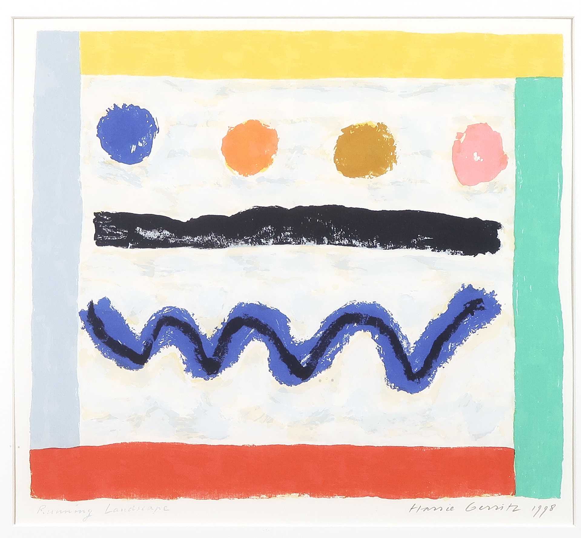 Harrie Gerritz - Zeefdruk, Running landscape - Ingelijst kopen? Bied vanaf 20!