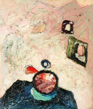 Ronald Huyben - Gemengde techniek op doek, Achter de achtertuin verkocht voor € 1!