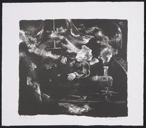 Agatha Koers - Litho met gedicht van Louis Pinto, Een man fluit in de nacht kopen? Bied vanaf 1!