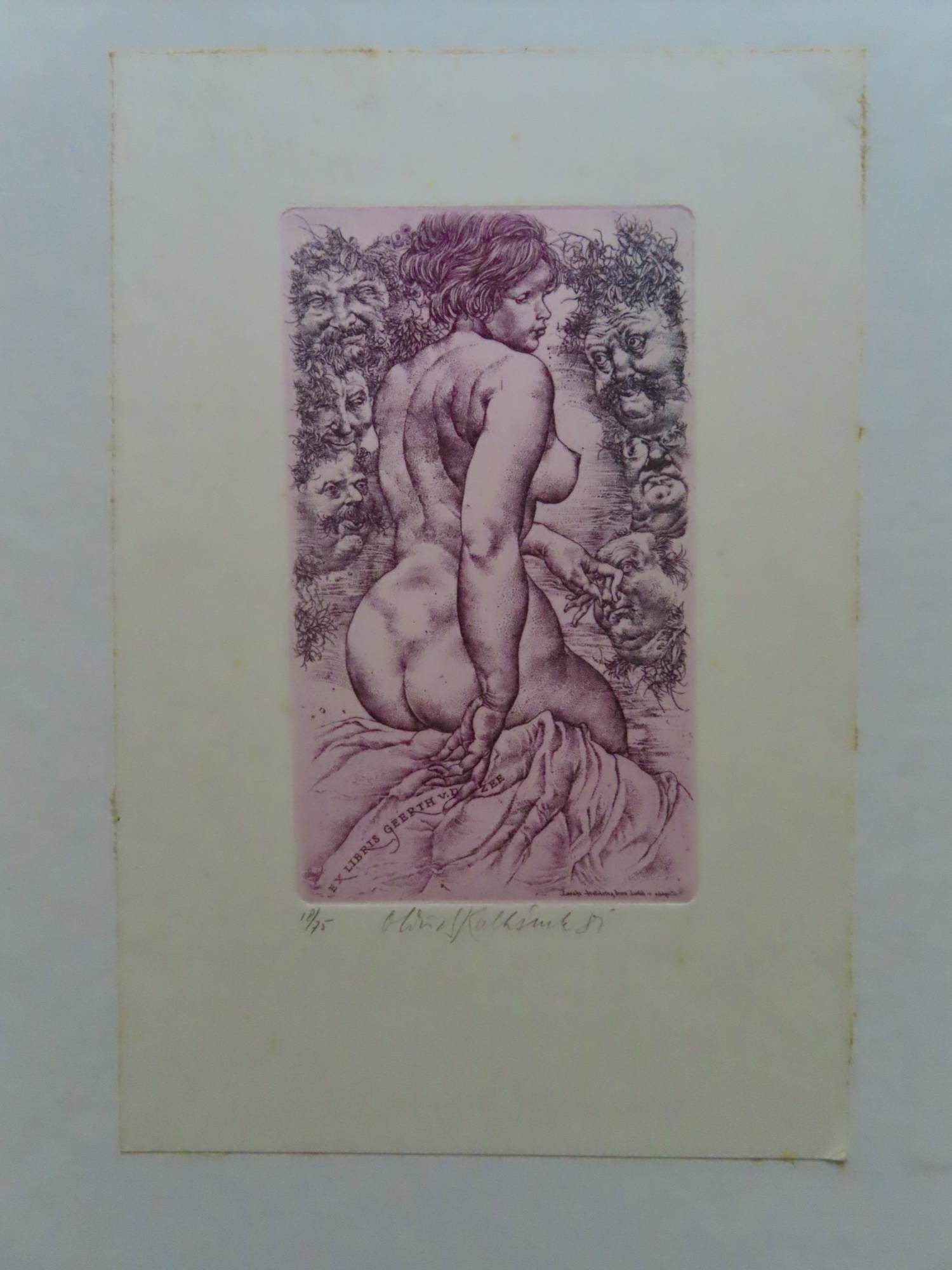 Oldrich Kulhanek - Naakt - ex libris voor Geerth v.d. Zee kopen? Bied vanaf 30!