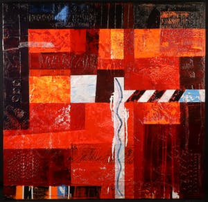 Karin Vermeer - Gemengde techniek op doek, Z.T. Abstract rood (Groot) kopen? Bied vanaf 50!