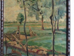Jan Abraham Bakker - Olieverf op karton, Landschap – gesigneerd en ingelijst – 1932 kopen? Bied vanaf 25!