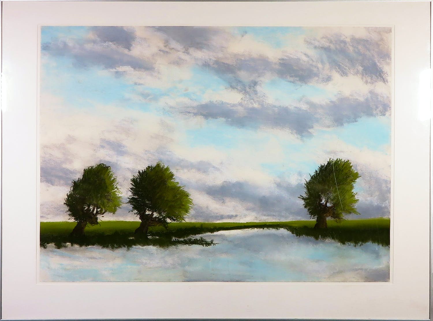 Ted Licht - Pastel, Landschap met bomwn - Ingelijst (Groot) kopen? Bied vanaf 70!