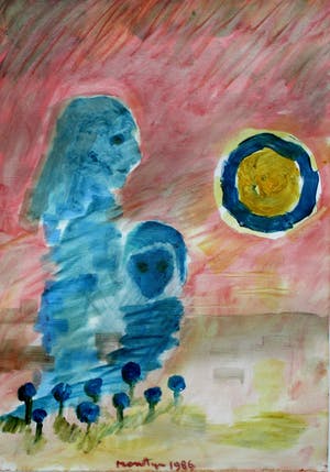 Jan Montyn - gemengde techniek op doek - 1986 kopen? Bied vanaf 450!