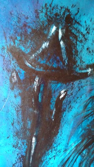 Serge Vandercam - groot schilderij gemaroufleerd op papier, gesigneerd CoBra kunstenaar kopen? Bied vanaf 690!