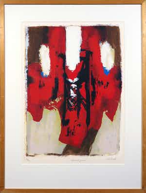 Hans Vanhorck - Zeefdruk, Abstracte poem - Ingelijst verkocht voor € 35!