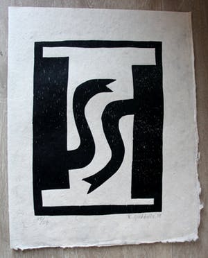 Klaas Gubbels - Houtsnede: Zwarte kannen + gratis affiche Gubbels 85 jaar - 2013 kopen? Bied vanaf 295!