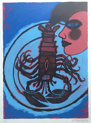 Corneille - Vrouw met kreeft (1992) | zeefdruk (38/250) kopen? Bied vanaf 150!