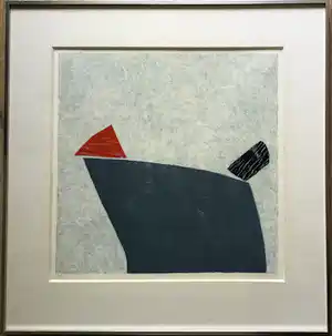 Wil Klaassen - Compositie met rood (3) | zeefdruk - ingelijst vendu pour 74€ !