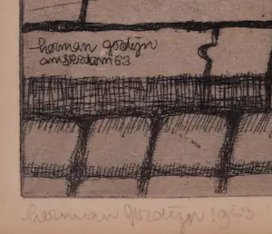 Herman Gordijn - Ets: Knikkeren - 1963 kopen? Bied vanaf 275!