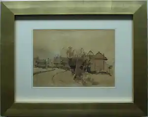 Otto Dicke - Ingelijste inkttekening , Boerderij – Lijst, 38 x 48 cm. verkauft für € 35!