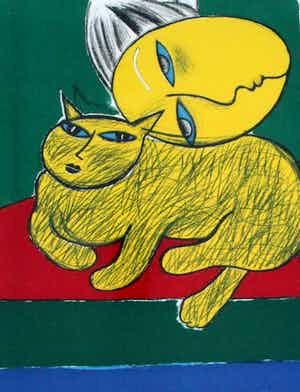 Corneille - Litho: La chatte - 1987 verkocht voor € 295!