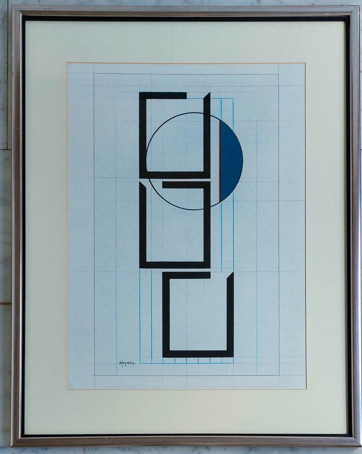 Wim Sinemus - Gouache, Geometric Compositie kopen? Bied vanaf 550!