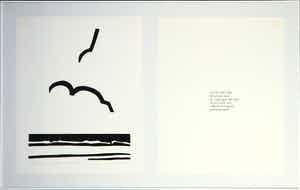 Paul Overhaus - Houtsnede, Wadden 14 met gedicht - Ingelijst verkocht voor € 50!