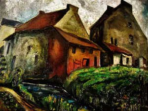 Niet of onleesbaar gesigneerd - GROOT! post-expressionistisch olieverf "Watermolen Jekerdal Maastricht" kopen? Bied vanaf 1!