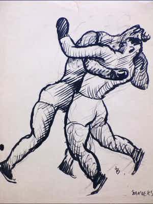 Herman Bieling - Sanders versus van Vliet - Penseeltekening verkocht voor € 35!