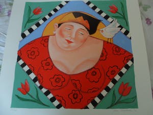 Ada Breedveld - Zeefdruk. Titel, "Bloemen Koningin " . kopen? Bied vanaf 50!