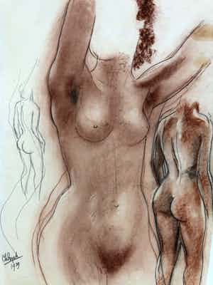 Charles Eyck - Studie van een vrouwelijk naakt. verkocht voor € 100!