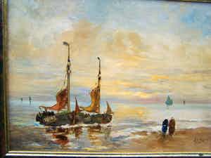 Andries van den Berg - Boomschuiten aan het strand verkocht voor € 70!